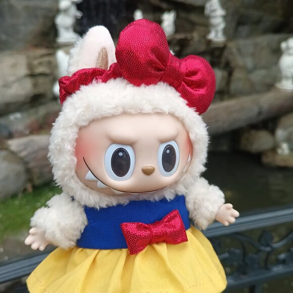 Princess Snow White Dress and Metallic Matching Bow made for Labubu - Picture 3 of 6